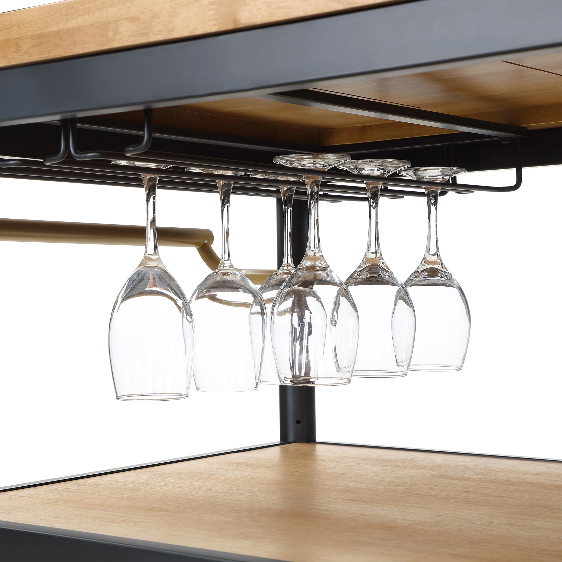 Beautiful Wheeled Kitchen Cart with 2 lower shelves by Drew Barrymore, Black Finish