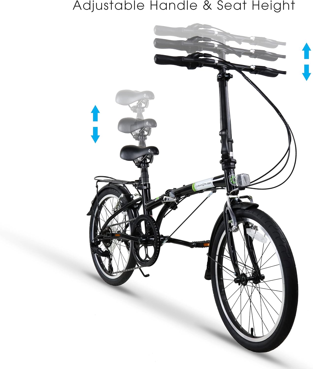 DAHON Dream D6 Folding Bike,20” Steel Frame 6-Speed Dahon Gear Foldable Bicycle for Adults, Black