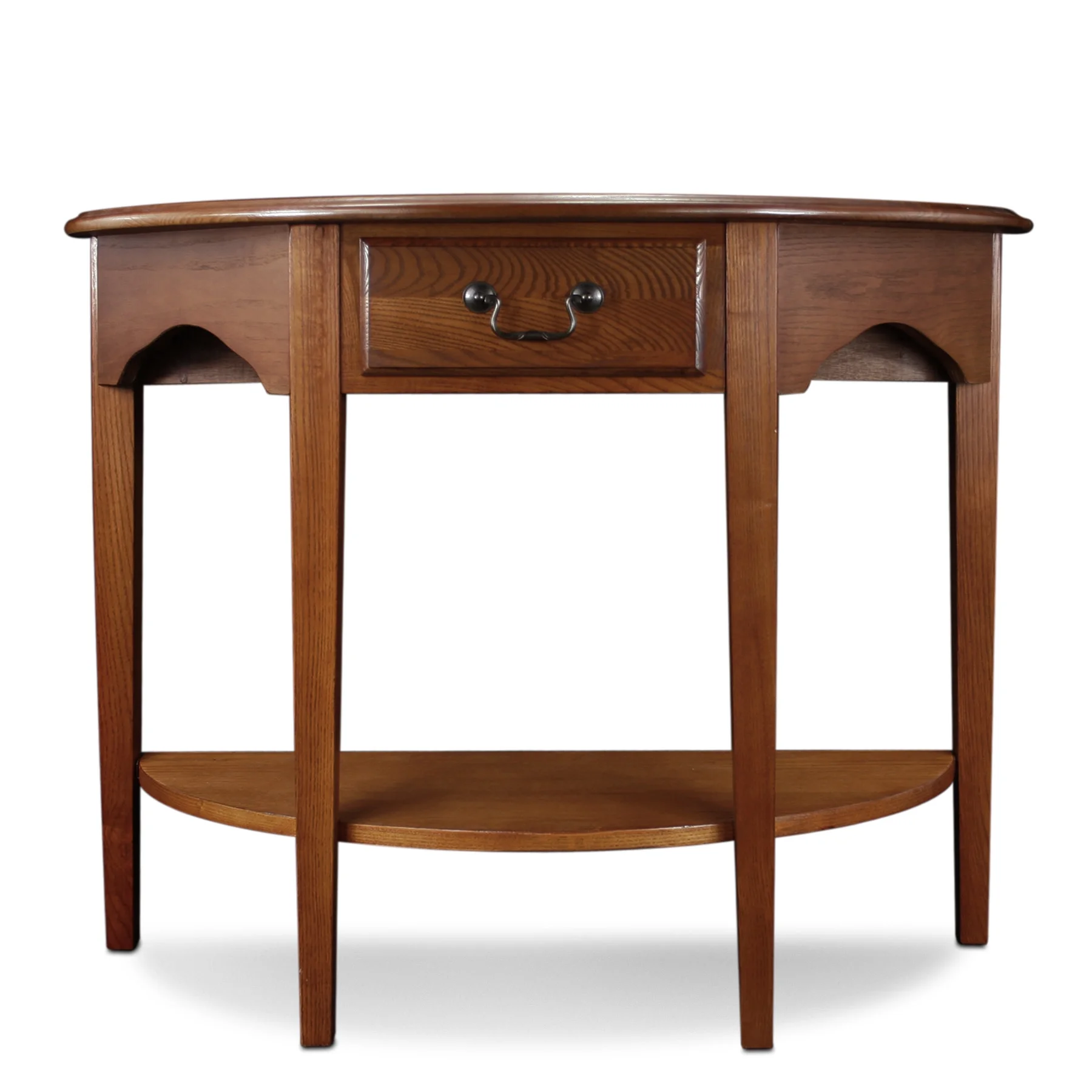 Demilune Console in Medium Oak