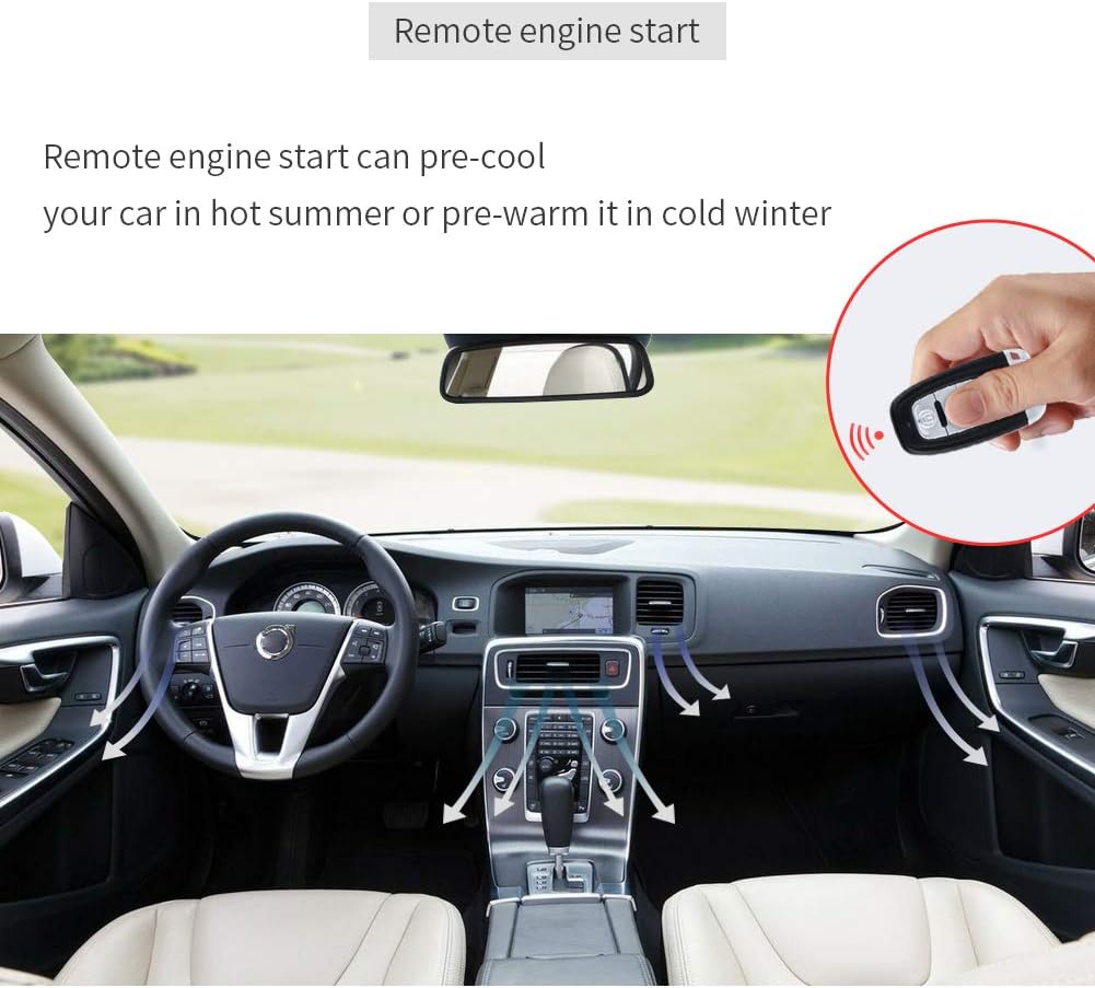 EASYGUARD EC010-MS PKE car Alarm Passive keyless Entry with Push Button Start & Remote Starter, Microwave Sensor Shock Alarm Warning DC12V