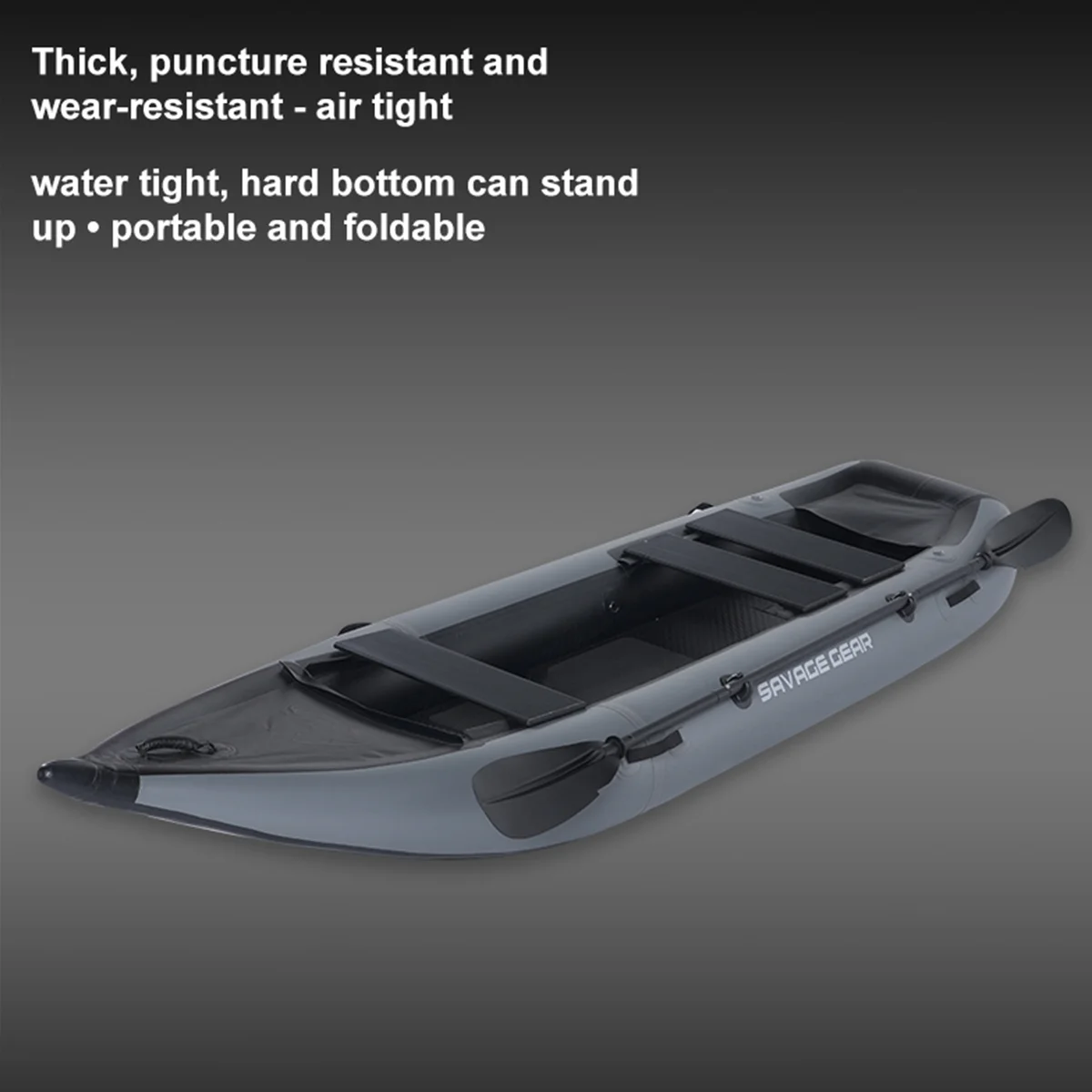 2 Person Inflatable Kayak, Fishing PVC Kayak Boat, Inflatable Boat Rescue Rubber Rowing Boat with Pump, Aluminum Alloy Seat, Paddle, Inflatable Mat, Repair Kit, Fin 440lb Weight Capacity
