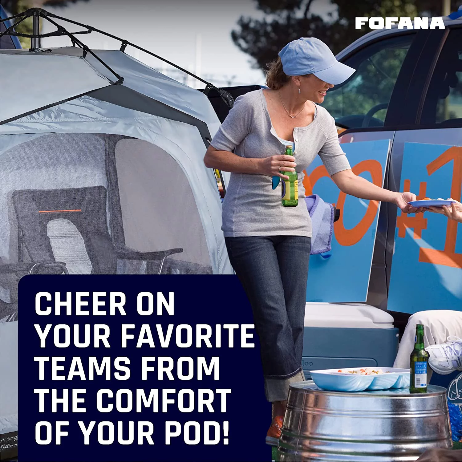 FOFANA All Weather Sports Pod Tent for up to 4 People - Pop up tent - Sports Tent with Clear and Mesh Windows