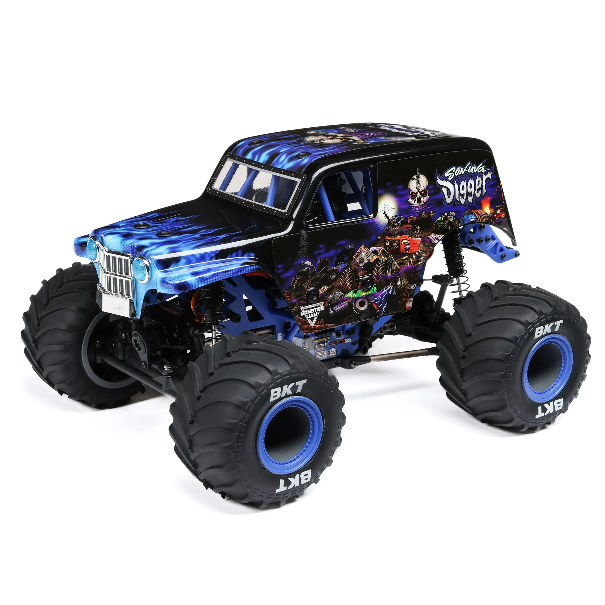 Losi 1/18 Mini LMT 4 Wheel Drive Son Uva Digger Monster Truck Brushed RTR LOS01026T2 - Curated Treasures Market