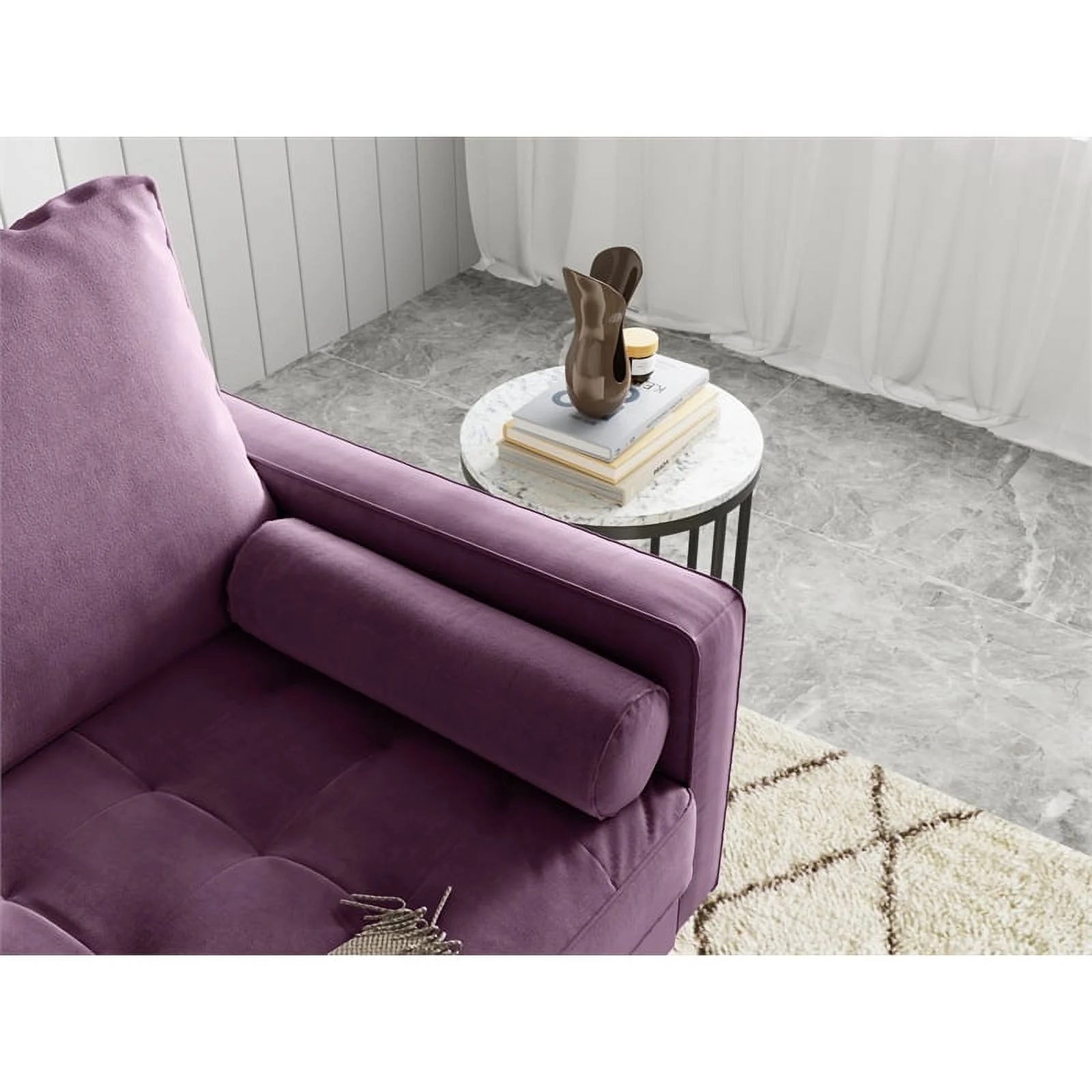 Pemberly Row Contemporary 70" Upholstered Velvet Sofa in Purple