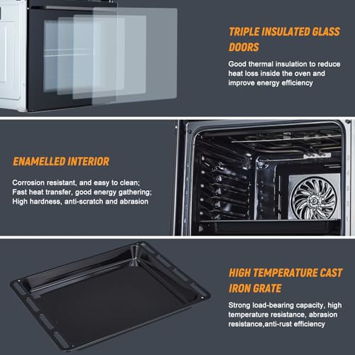 Electric Single Wall Oven 24 Inch, Built-In Electric Ovens With 5 Cooking Functions, Wall Oven, Mechanical Knob Control