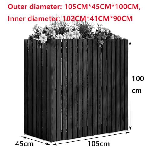 Air Conditioner Fence Screen for Outside, Wood Privacy Screen 4 Panels to Hide AC & Trash Enclosure Shutter Outdoor Unit Protective Cover Flower Stand