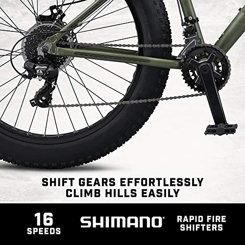 Mongoose Argus Trail or ST Fat Tire Mountain Bike, 20, 24 or 26 Inch Bike for Kids and Adults, 7 or 16 Speed, Aluminum or Steel Frame, Knobby Mountain Fat Tires, Mechanical Disc Brakes