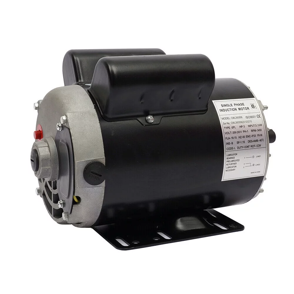 5 HP SPL 3450RPM P56 Frame Single Phase Air Compressor Shaft 60HZ 208-230 Volts Electric Air Compressor Motor