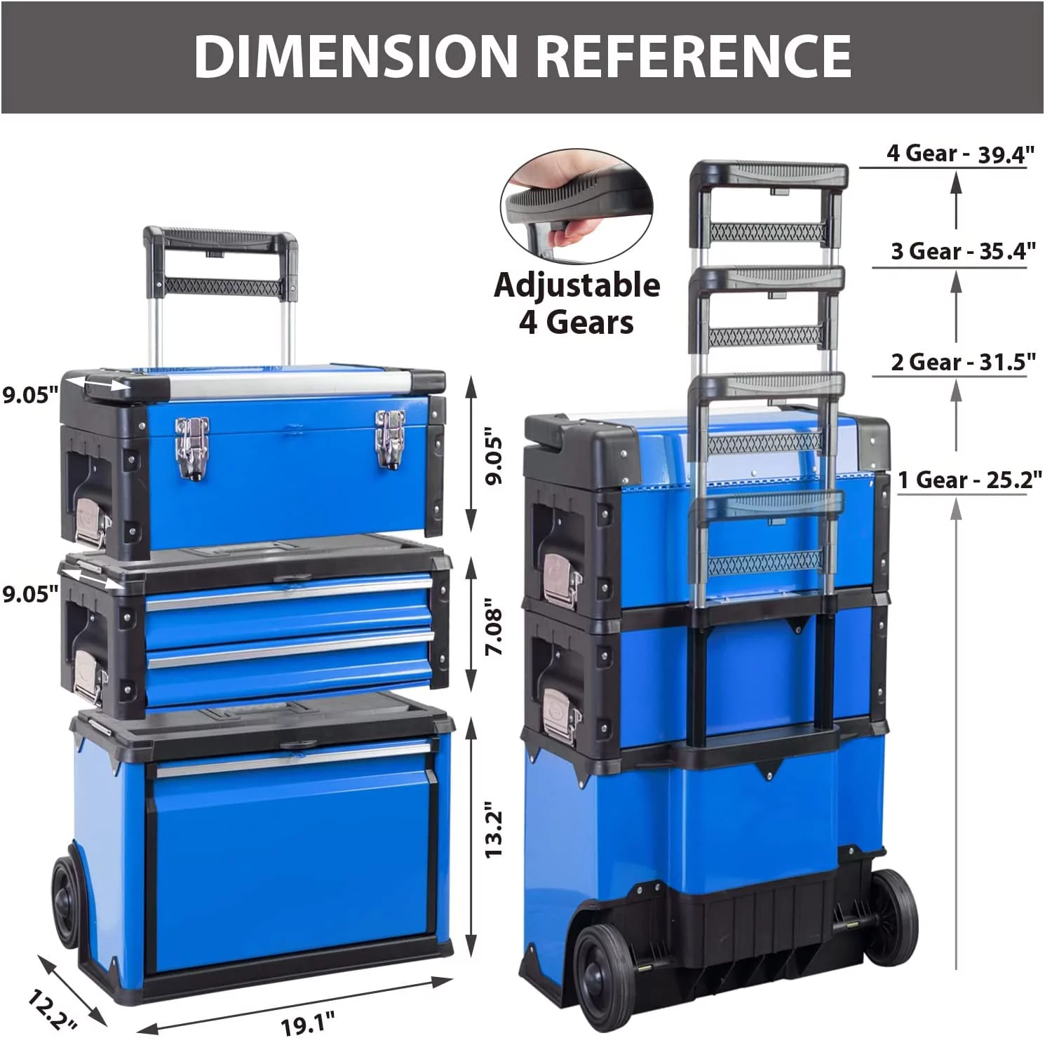 Big Red Rolling Tool Chest with Wheels Stackable Tool Storage Cabinet with 3 Drawers for Garage Workshop