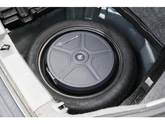 Rockville RockGhost Active Powered 8x22 Hidden Car Subwoofer Sub for 15x22/16x22/17x22 Full Size Spare Tire