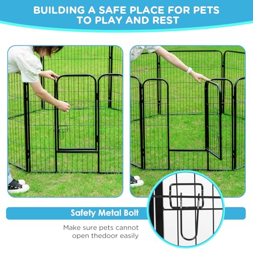 BestPet Dog Playpen Indoor 40 inch 16 Panels Metal Dog Pen Pet Dog Fence Outdoor Exercise Pen with Doors,Pet Puppy Playpen for RV Camping Yard, Black