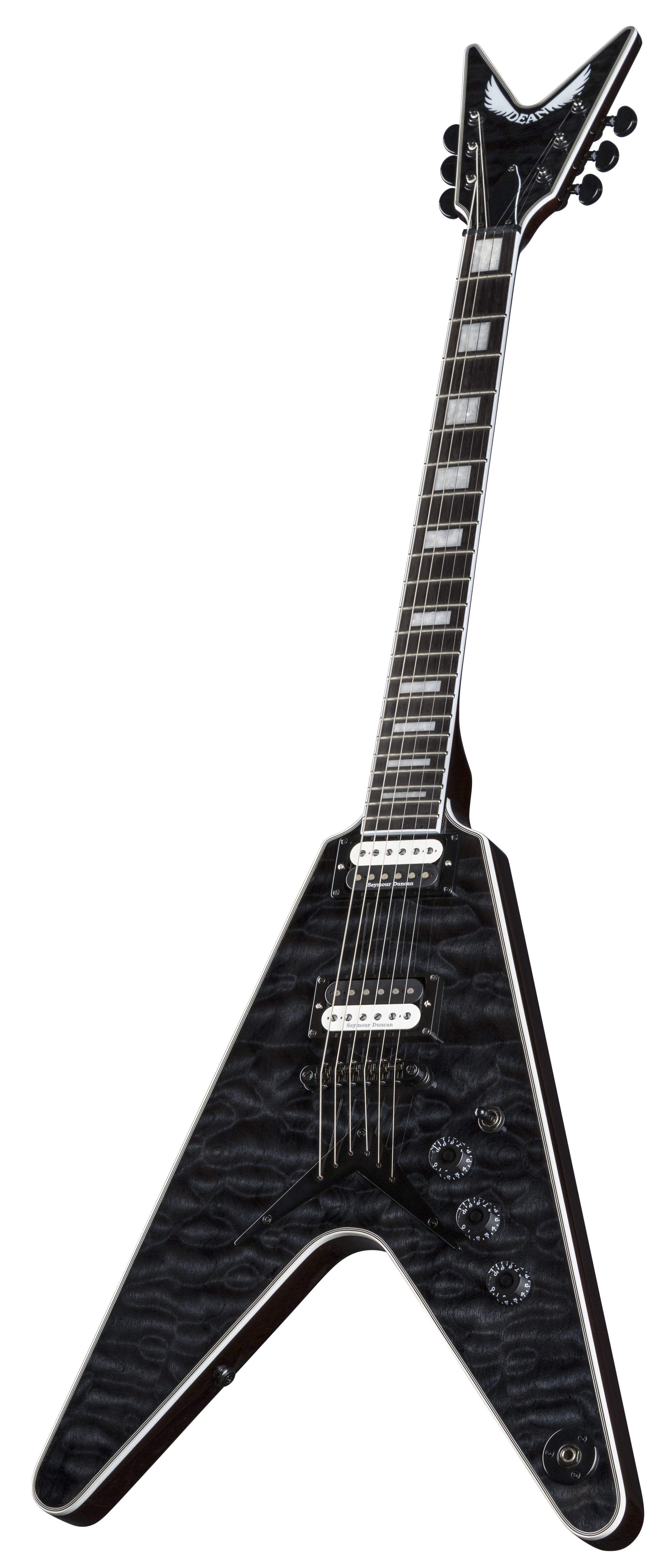 Dean V Select Quilt Top Electric Guitar Trans Black