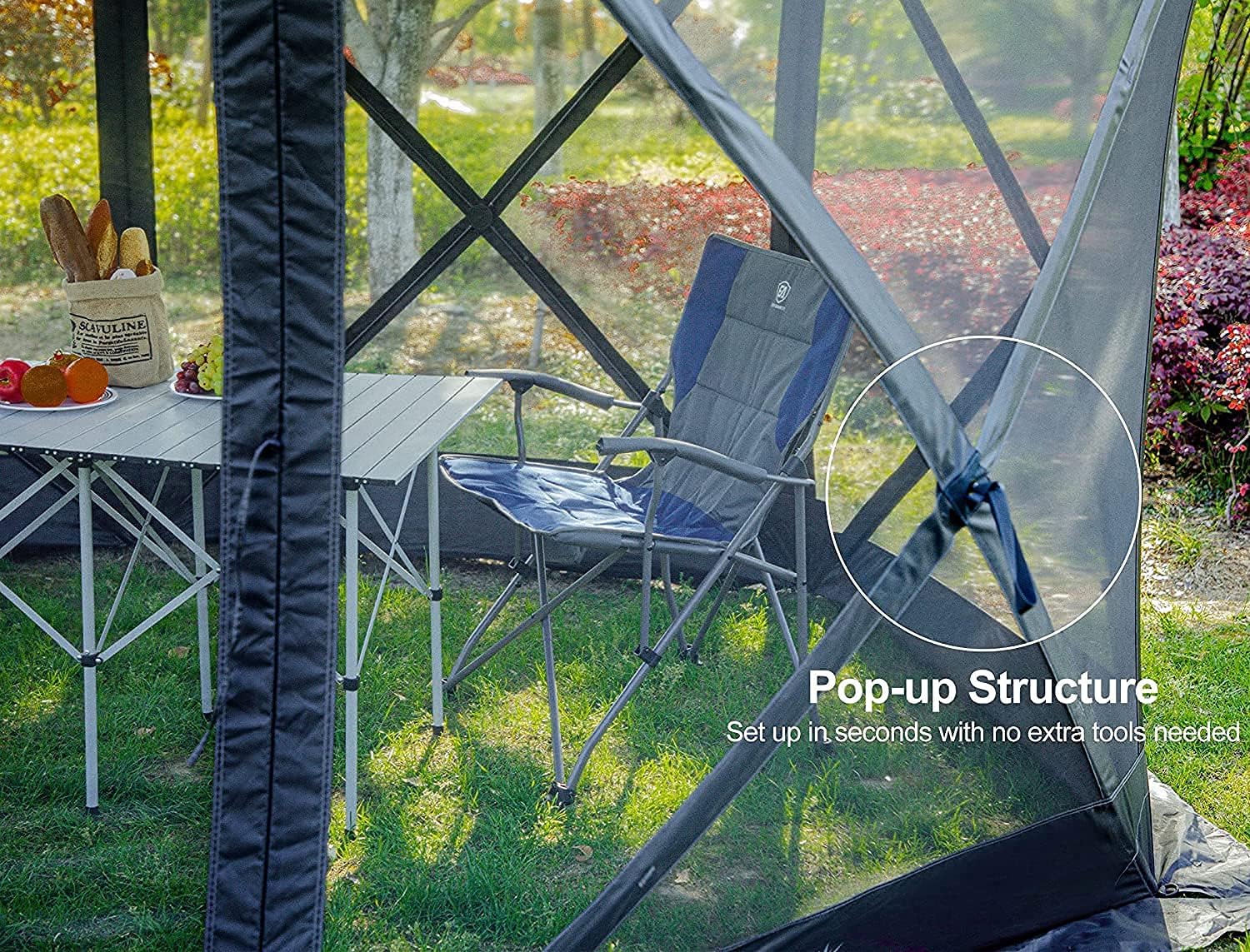 EVER ADVANCED Pop Up Gazebo Screen House Tent for Camping 8-10 Person Instant Canopy Shelter with Netting Portable for Outdoor, Backyard