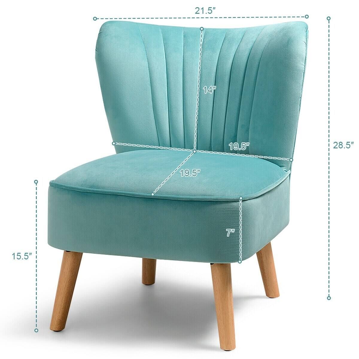 Armless Accent Chair Modern Velvet Leisure Chair - Green