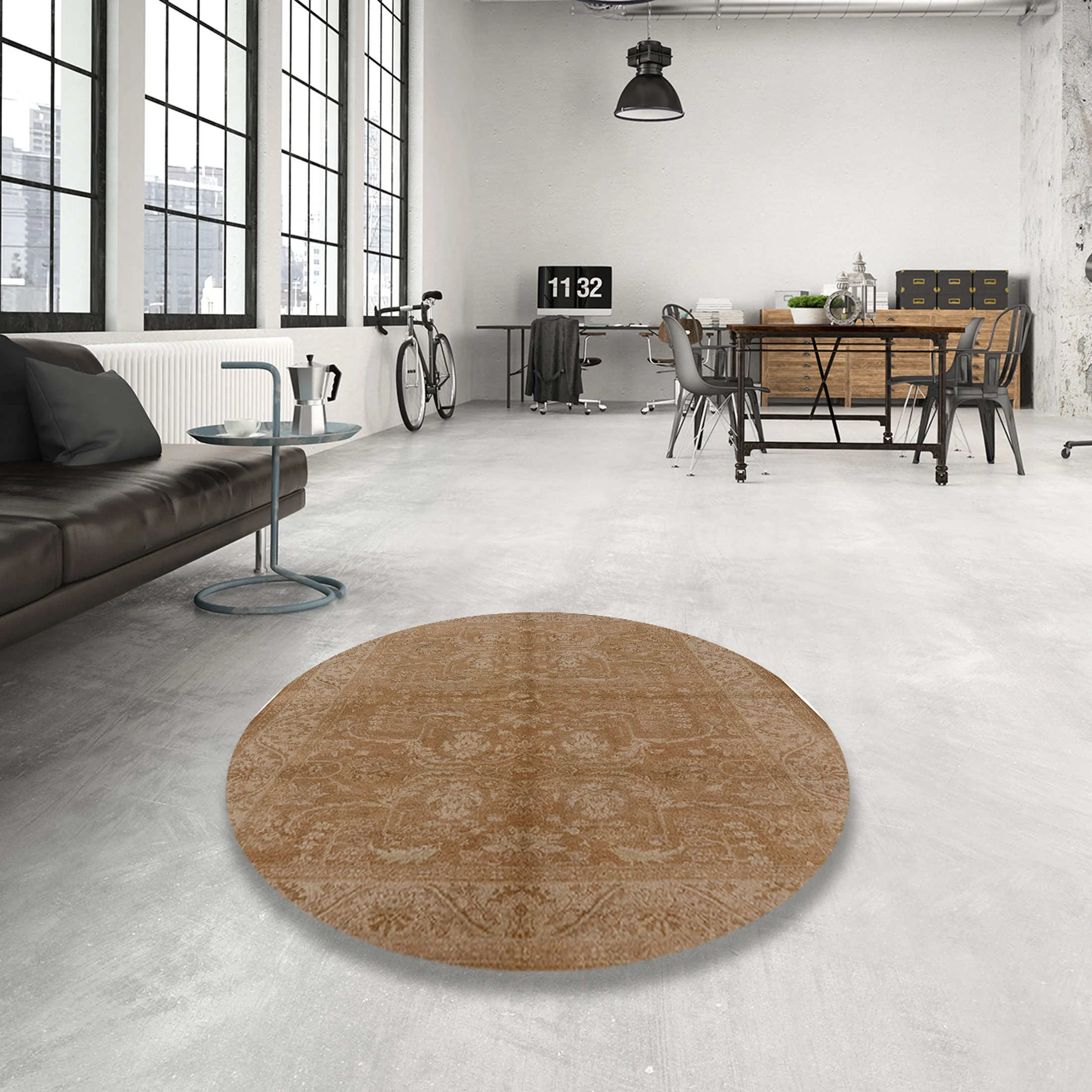 Ahgly Company Indoor Rectangle Mid-Century Modern Light Brown Oriental Area Rugs, 2' x 5'