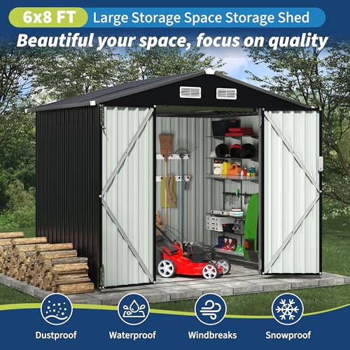 All-Weather Resin Shed with Window, Outdoor Plastic Garden Shed with Lockable Door and Vents, Outdoor Resin Storage Sheds for Tool, Bike, Backyard, Patio