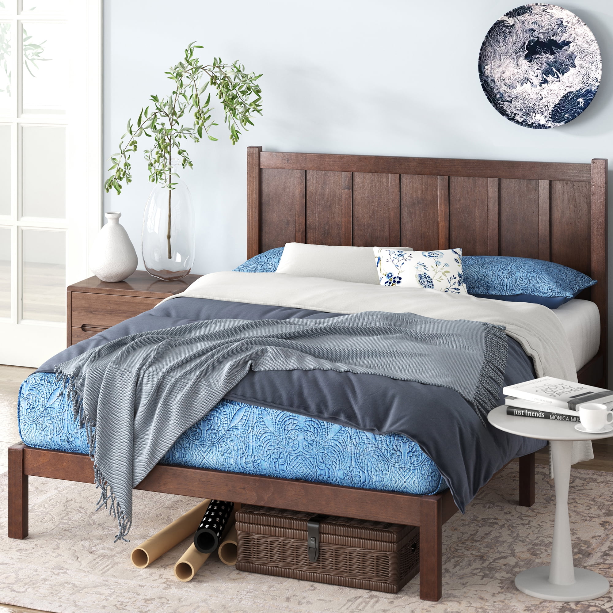 Zinus Adrian 42" Acacia Wood Platform Bed Frame, Queen