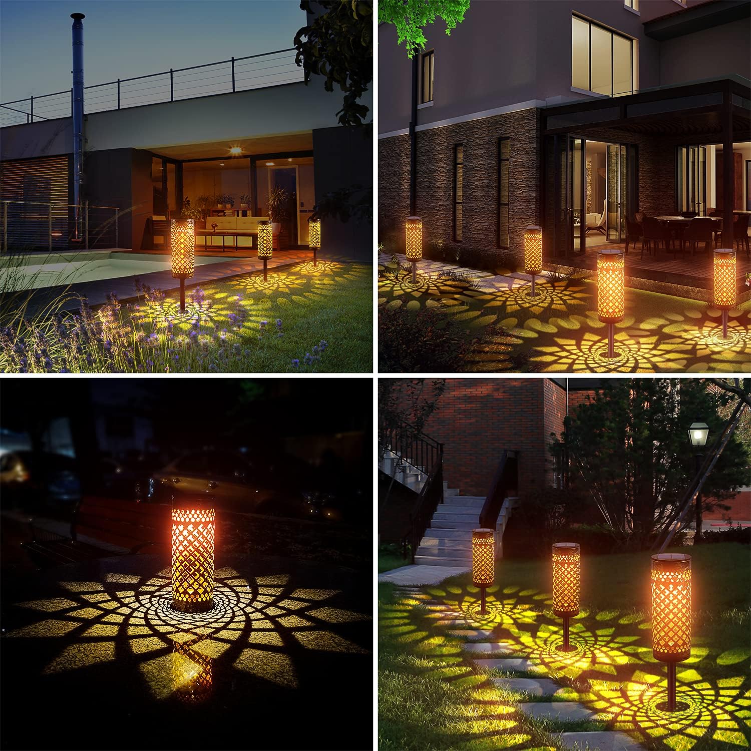 6 Pack Solar Pathway Lights Outdoor, KOOPER Solar Lights Bright Metal Retro Solar Garden Lights Decorative Waterproof Solar Powered Led Landscape Lighting for Path Lawn Patio Yard Walkway