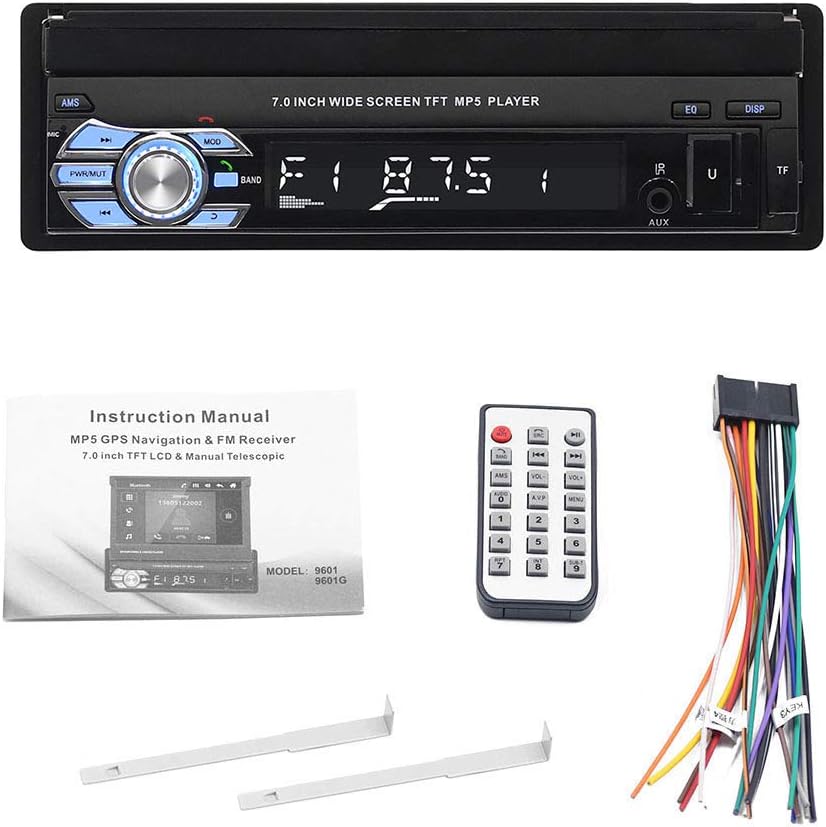 Single din Touchscreen car Stereo with Bluetooth 7 Flexible Car Radio with FM Radio Mirror Link USB/SD Card AUX Input Car Stereo Receiver