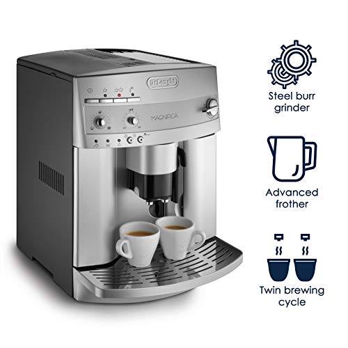 De'Longhi Magnifica Evo Automatic Espresso & Coffee Machine with Auto Milk Frother, Built-in Grinder & Auto-Clean Function - For Latte, Cappuccino, Americano, Iced Coffee, ECAM29084SB , Silver
