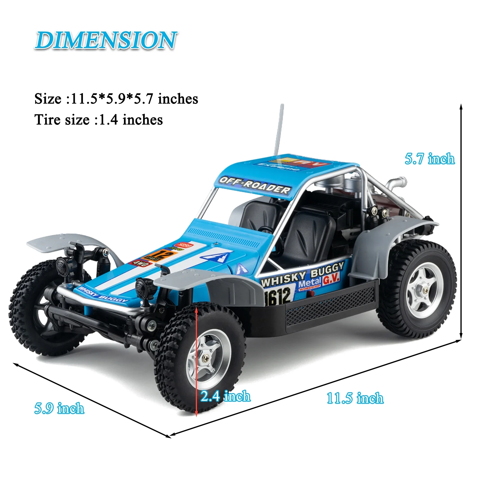 Fistone 1:16 RC Fast Attack Vehicle -12MPH High Speed 4WD Remote Control Cars for Boys, RC Truck with 2.4Ghz Radio Control, Gifts for Kids Adults, Blue