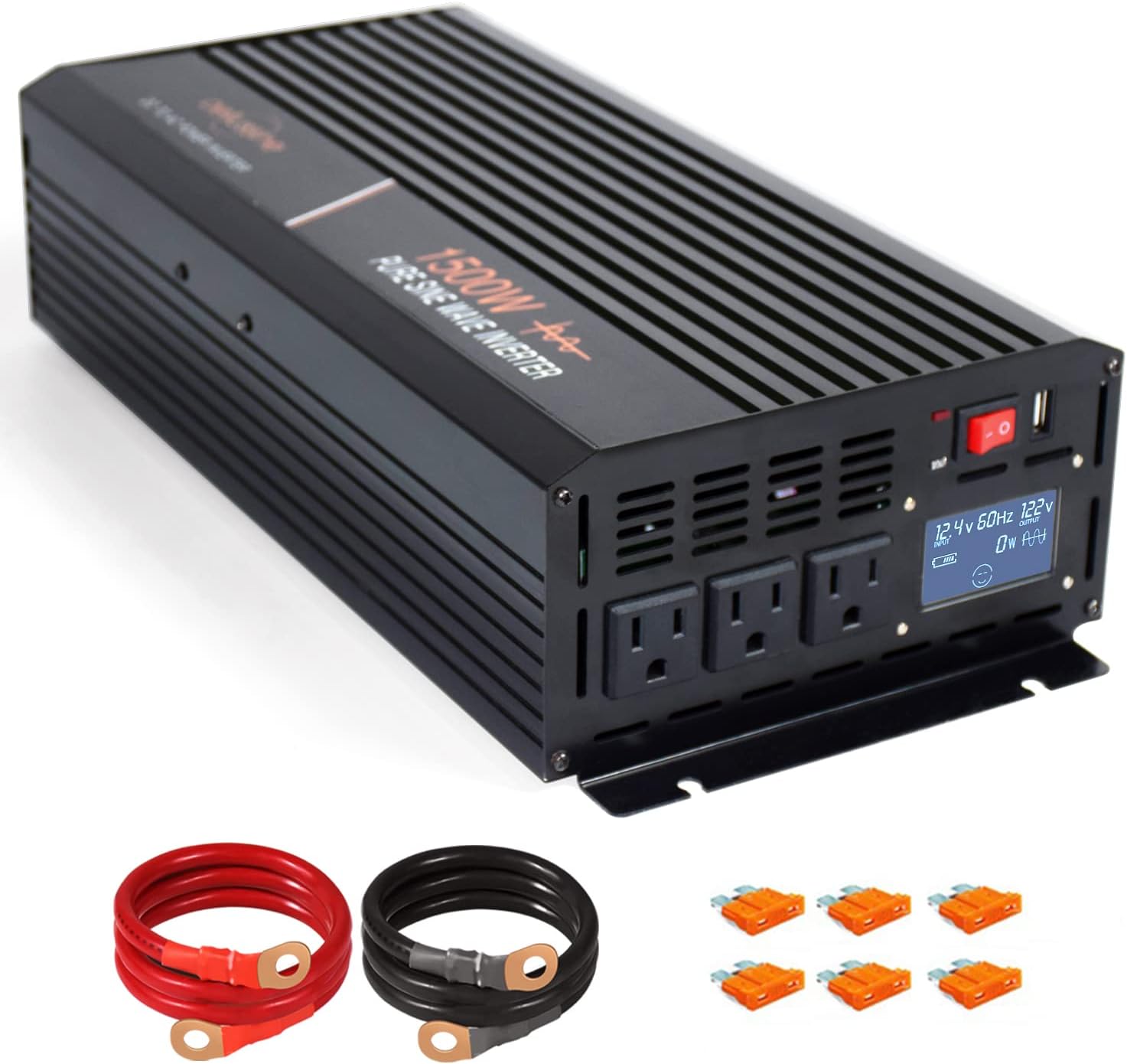 aeliussine Power Inverter 2000W Pure Sine Wave Inverter 12v DC to AC 120v Peak 4000 Watt Converter with LCD Display USB Charge Port for Car RV Boat Solar Power System.&hellip;