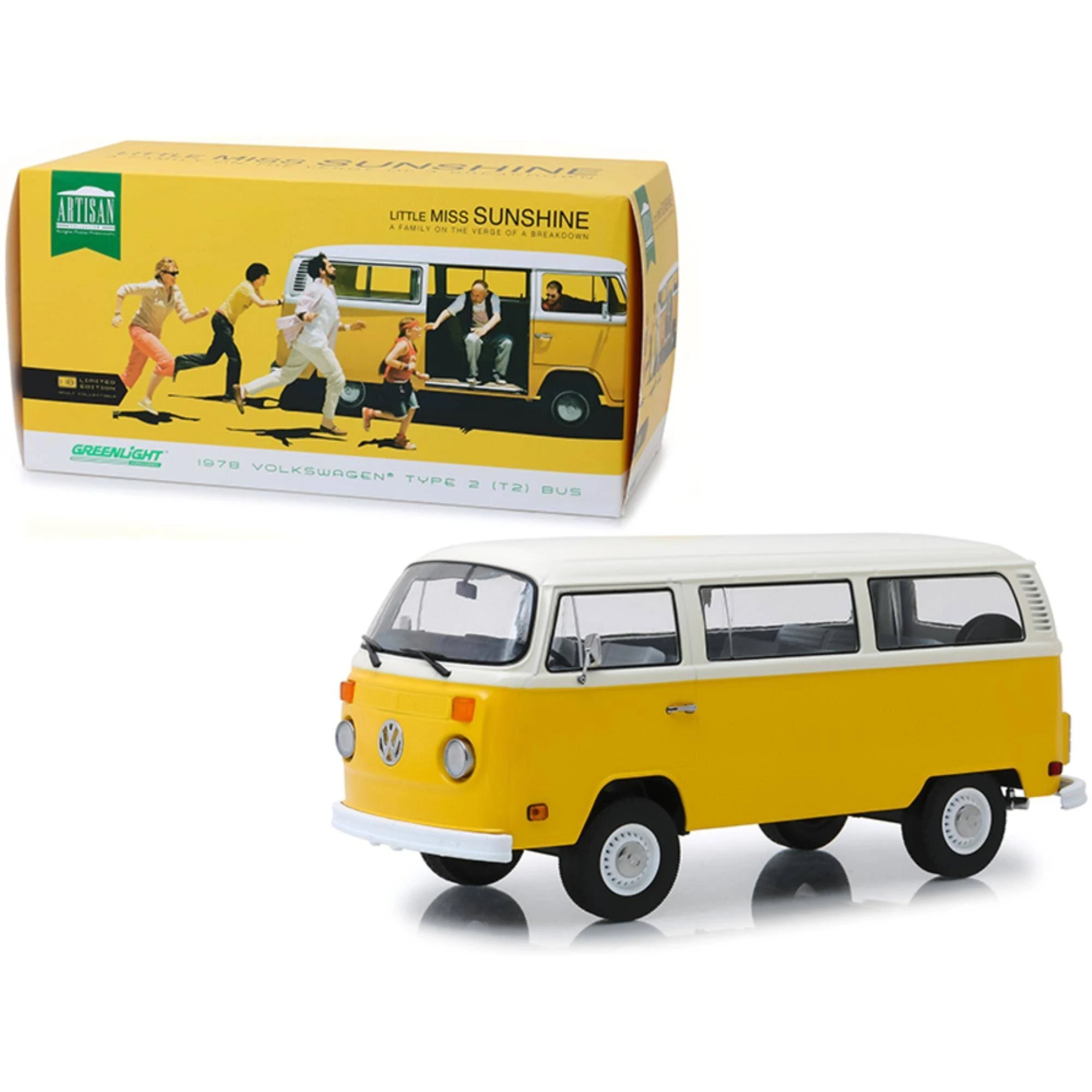 1978 Volkswagen Type 2 (T2) Bus Yellow with White Top Little Miss Sunshine (2006) Movie 1/18 Diecast Model Greenlight