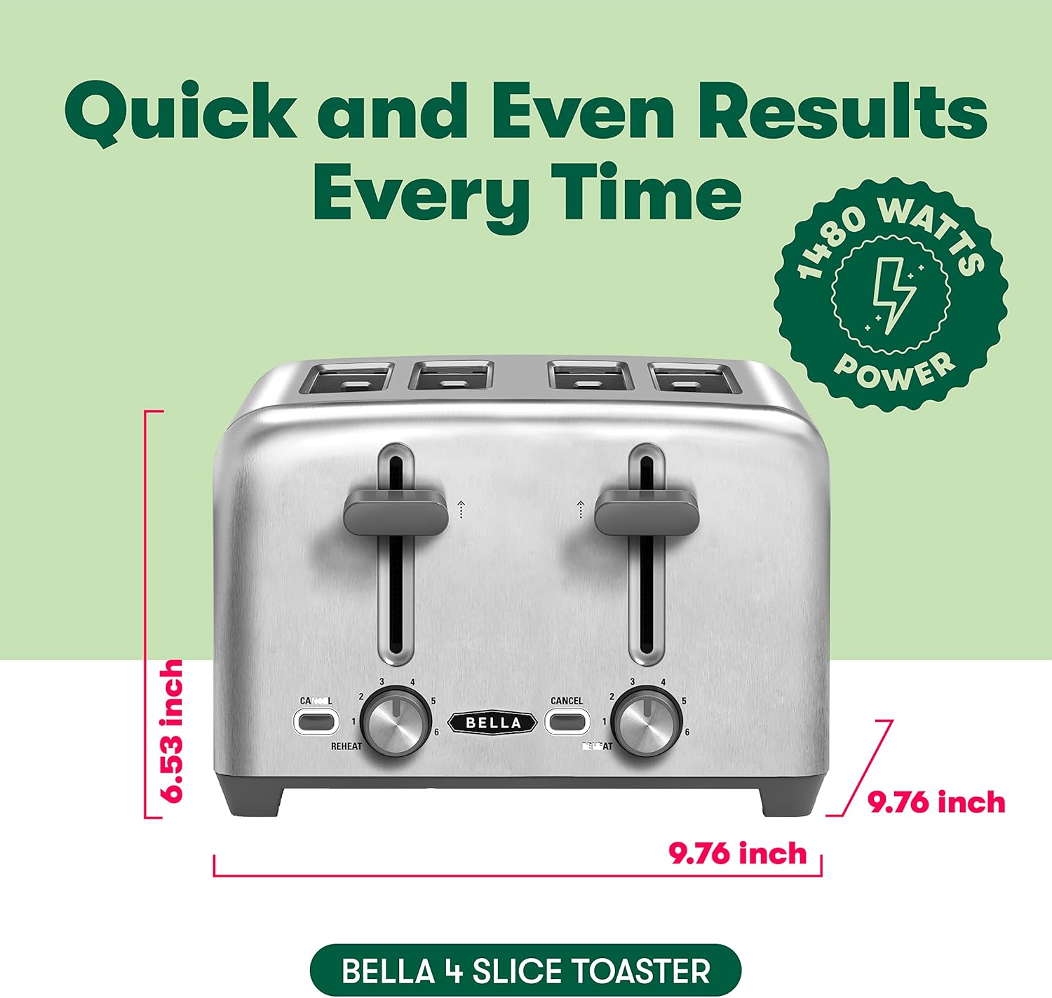 Panasonic Microwave Oven NN-SN686S Stainless Steel Countertop/Built-In with Inverter Technology and Genius Sensor, 1.2 Cubic Foot, 1200W | BELLA 4 Slice Toaster with Auto Shut Off - Extra Wide Slots
