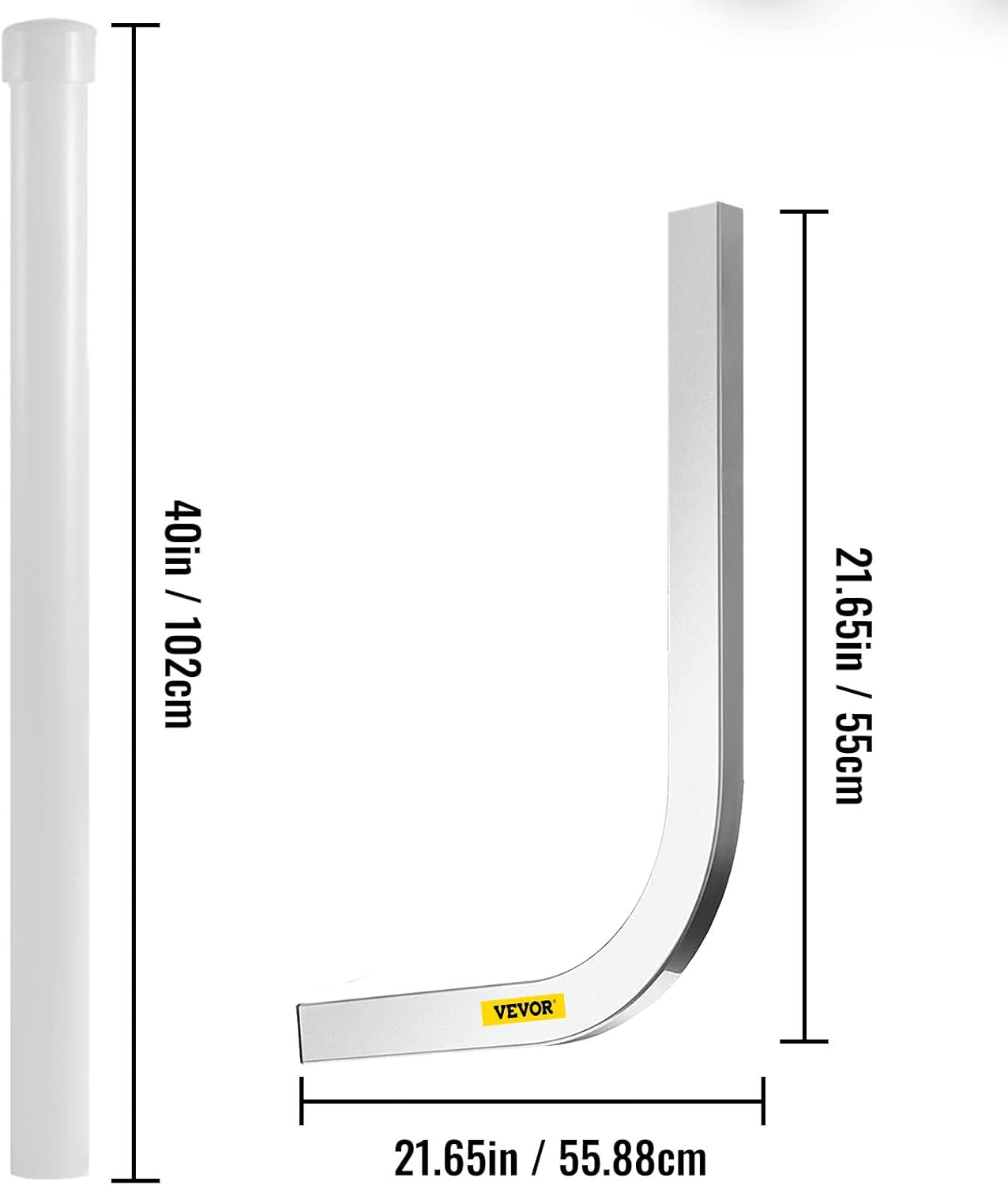 VEVOR Boat Trailer Guide-on, 40", 2PCS Galvanized Steel Trailer Post Guide on, with PVC Tube Covers, Mounting Hardware Included, for Ski Boat, Fishing Boat or Sailboat Trailer