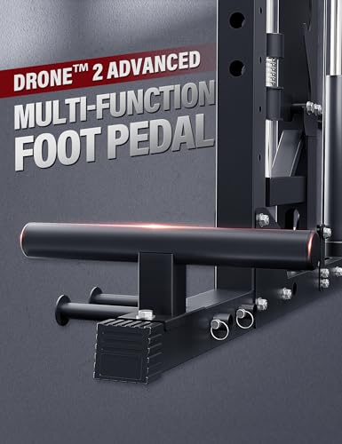 Major Fitness Drone2 Advanced Training Smith Machines– All-in-One Home Gym Squat Rack with Aluminum Pulley Set , Weight Bar, Dual LAT Pull-Down Systems & Cable Crossover Machine for Full-Body Workouts
