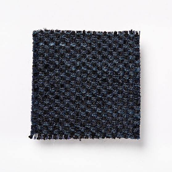 Grid Tufted Wall Mounted Headboard, King, Performance Basket Slub, Midnight