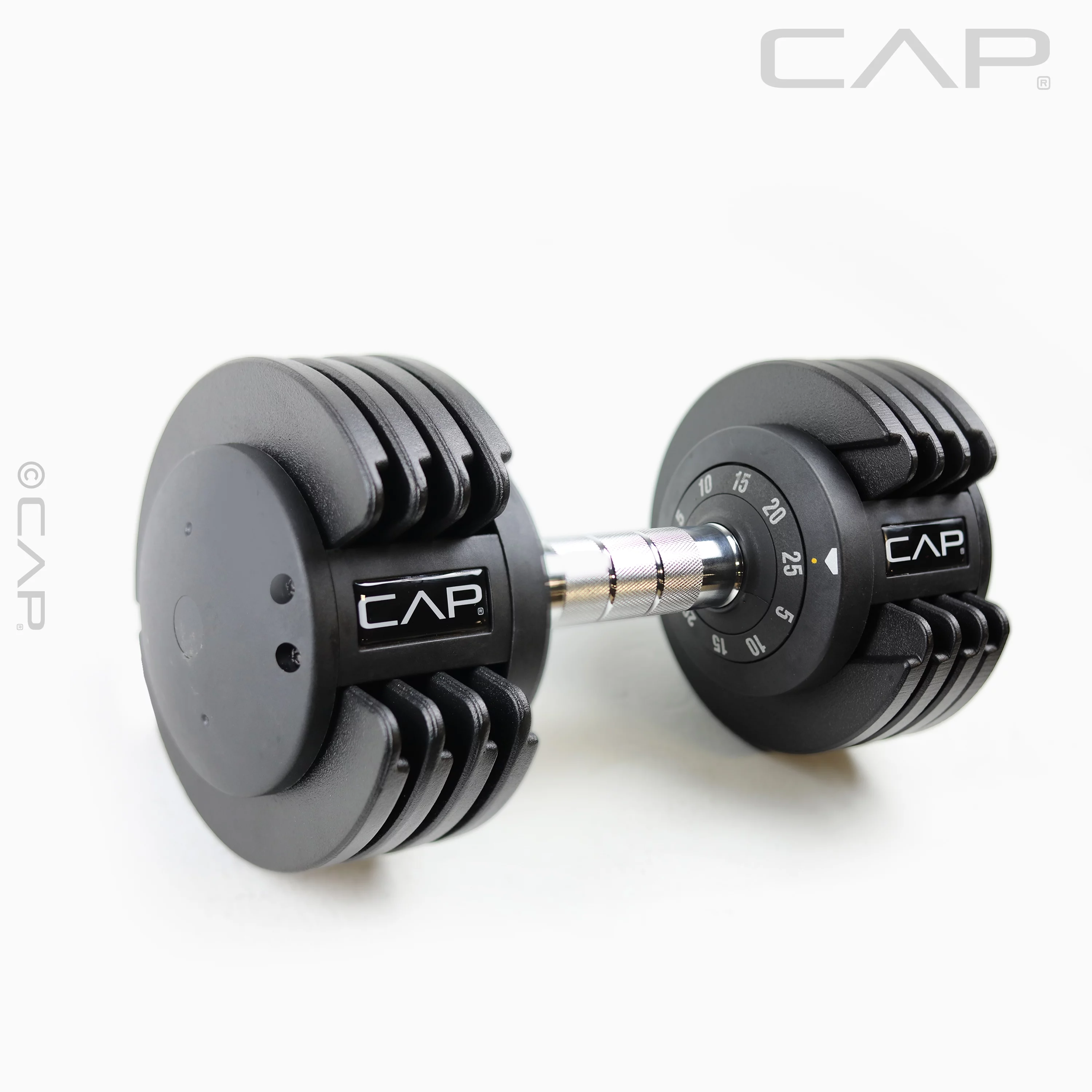 CAP Barbell 25 lb Adjustable Dumbbell Set, Quick Select Adjustability from 5-25 lb, Pair, Black