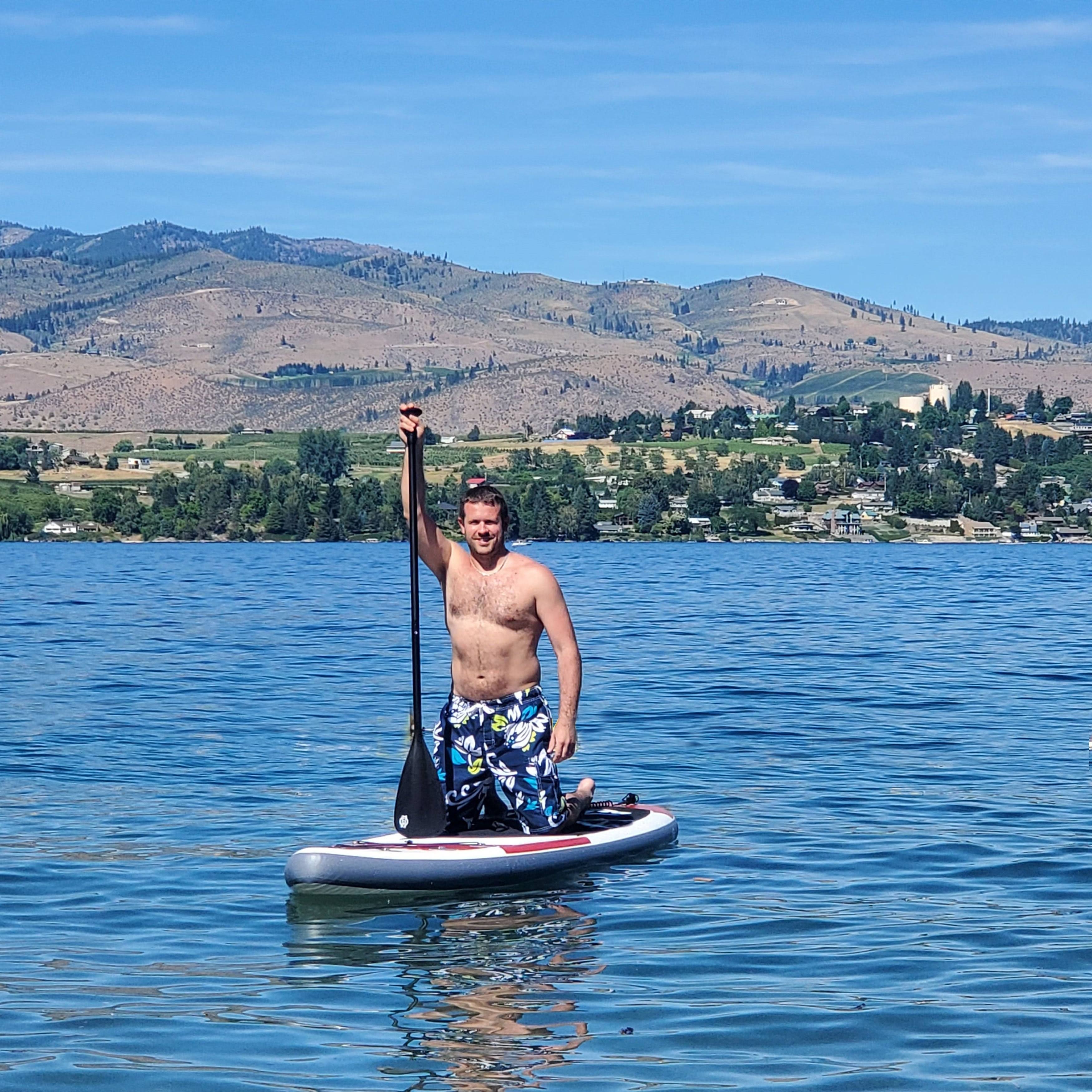 Aleko Inflatable Paddle Board with Carry Bag - Gray Drip