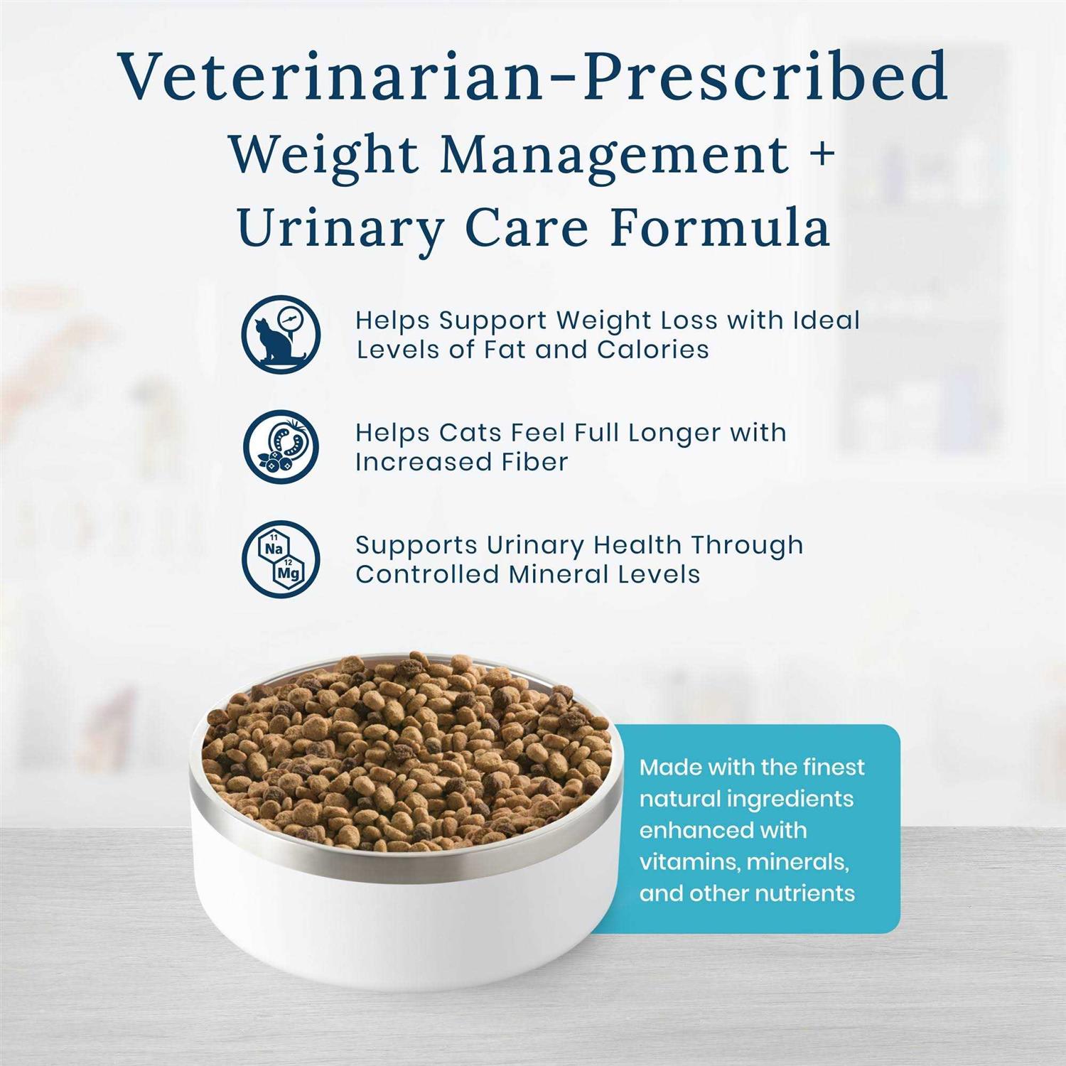 Blue Buffalo Natural Veterinary Diet W+U Weight Management + Urinary Care Dry Cat Food - Pet Supplies online store
