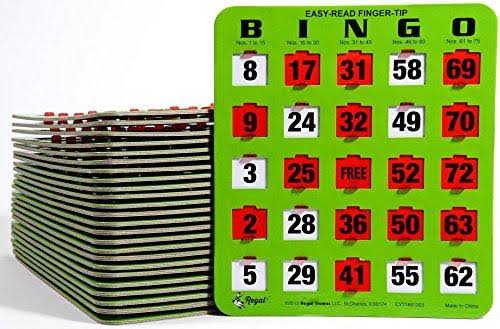 Regal Games Easy Read Green Bingo Heavy Duty 5 Ply Jumbo Shutter Slide Cards