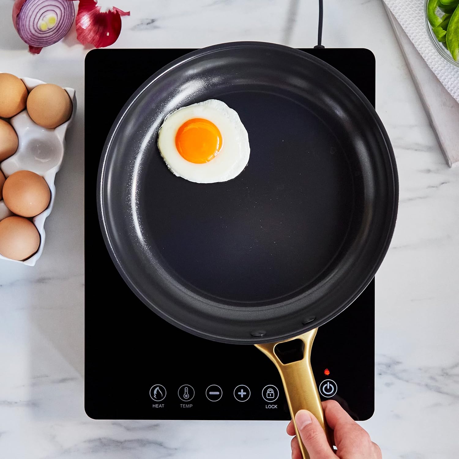 GreenPan Portable Induction Cooktop, Countertop Burner with Temperature Controls, Programmable LED Display with Timer, 1800W, Black