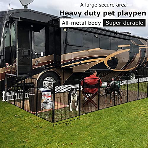 BestPet Dog Playpen Indoor 40 inch 16 Panels Metal Dog Pen Pet Dog Fence Outdoor Exercise Pen with Doors,Pet Puppy Playpen for RV Camping Yard, Black