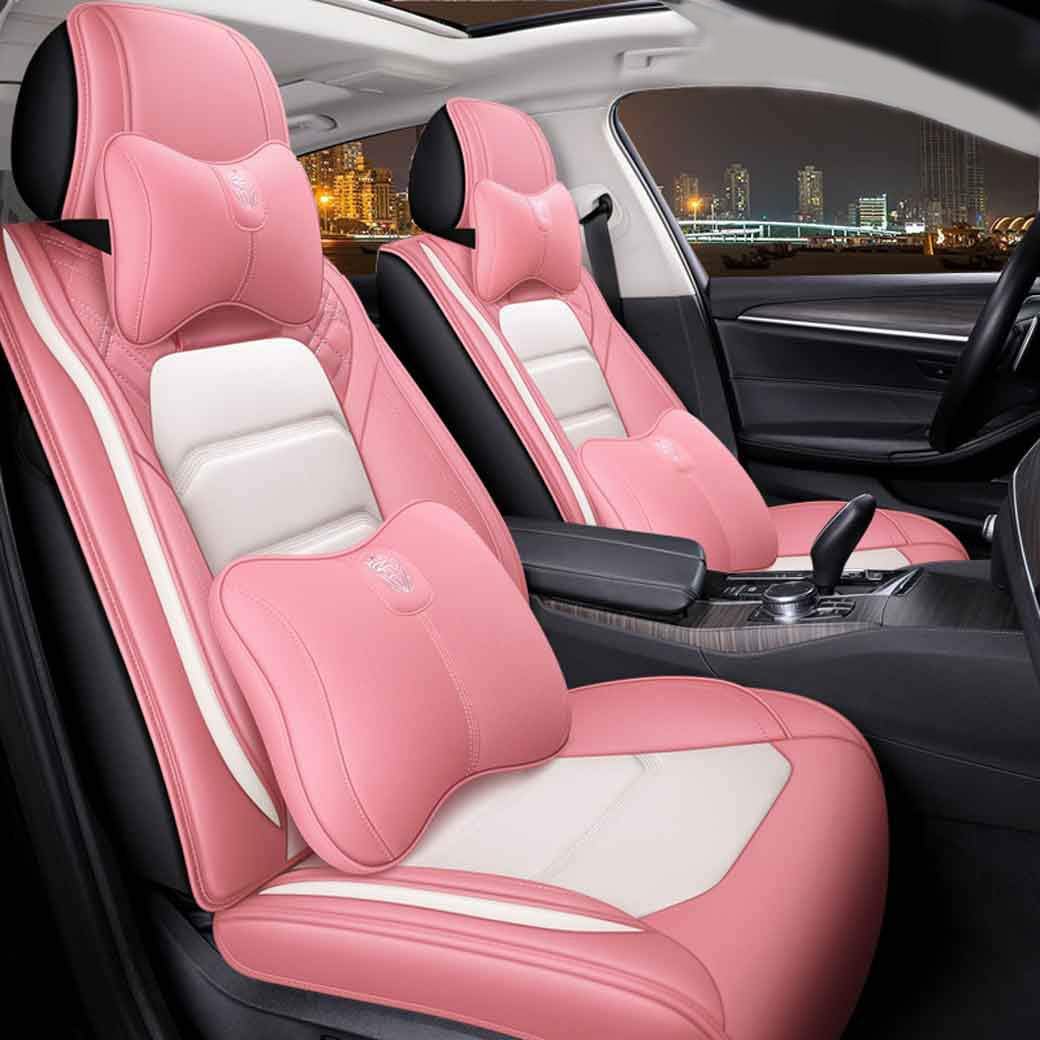 OSO Comfortable Leather Auto Car Seat Covers 5 Seats Full Set Universal Fit (Blue&White)