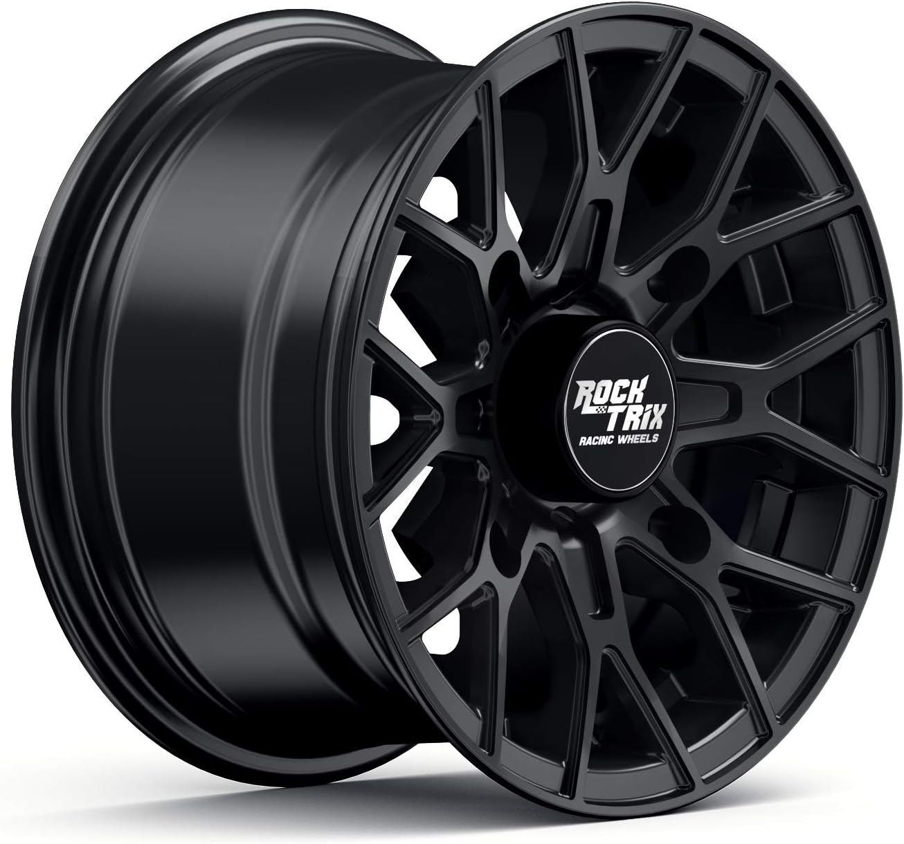 RockTrix RT104 14in ATV Wheel Rim 14x7 Matte Black | 4x156 Bolt Pattern | 4+3 offset | Compatible with Select Polaris Sportsman RZR Ranger - 4/156-1pc Single