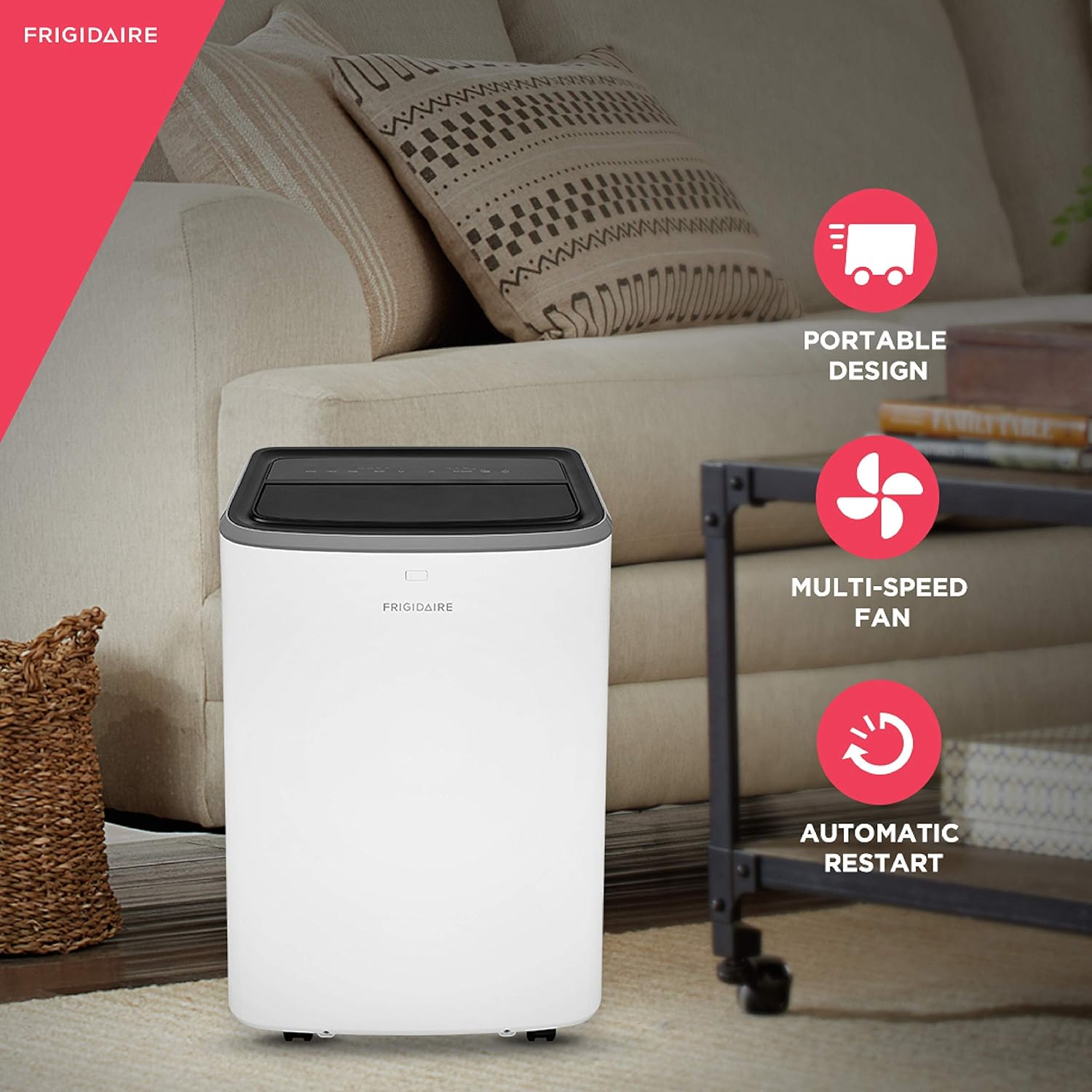 Frigidaire FHPC102AB1 Portable Air Conditioner with Remote Control for Rooms, White (Renewed)
