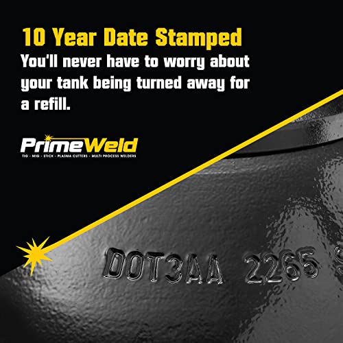 PrimeWeld 75% Argon 25% CO2 Bottle | DOT 3AA | USA CGA 580 Valve | Best Gas Blend for MIG Welding | Cylinders Full & Ready to Use