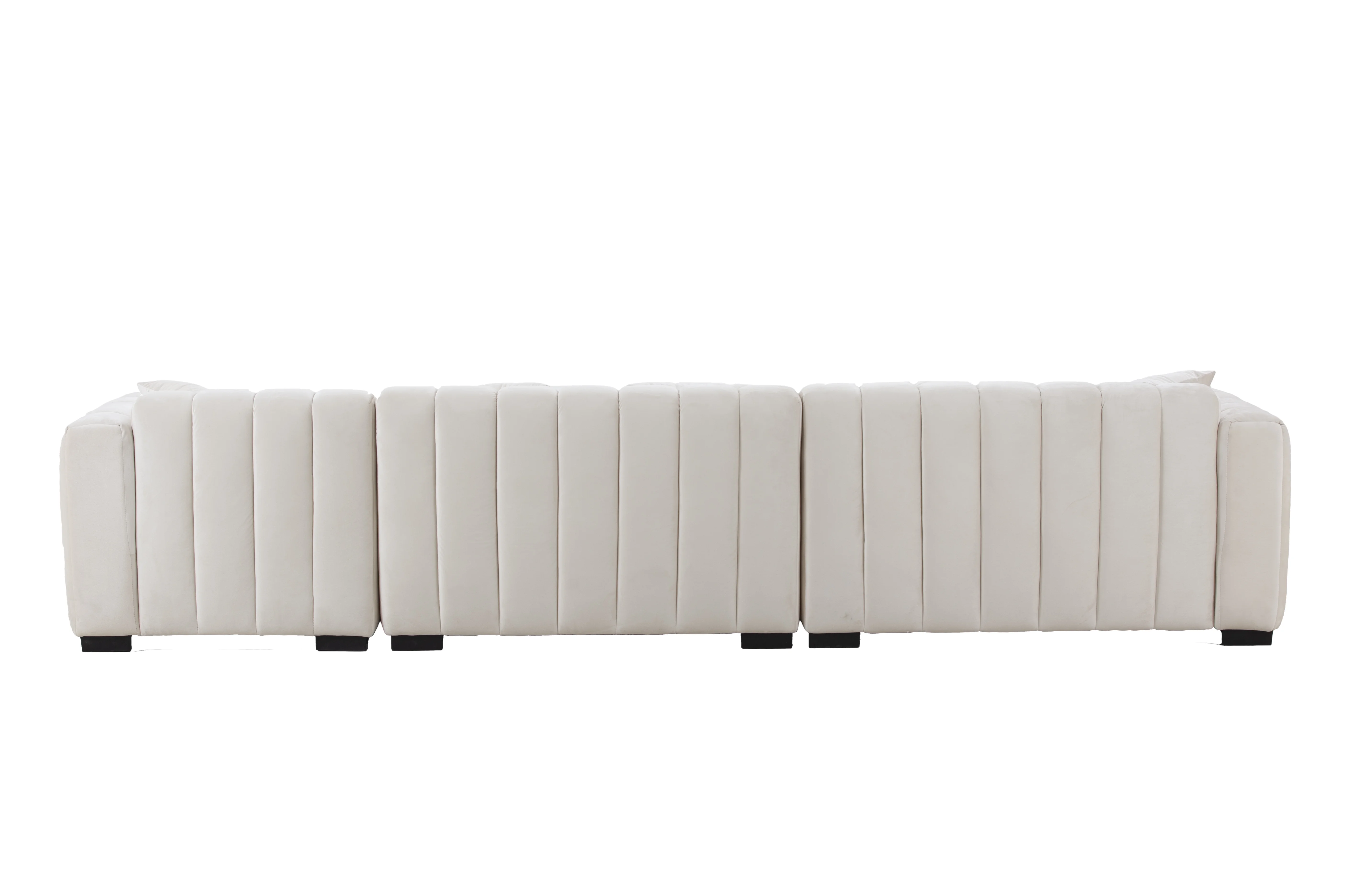 Kevinplus L-Shape Sectional Sofa with Deep Tufted Velvet Upholstered Right Chaise Modular Sofa,Sectional Sofa Couch for Living Room,Beige