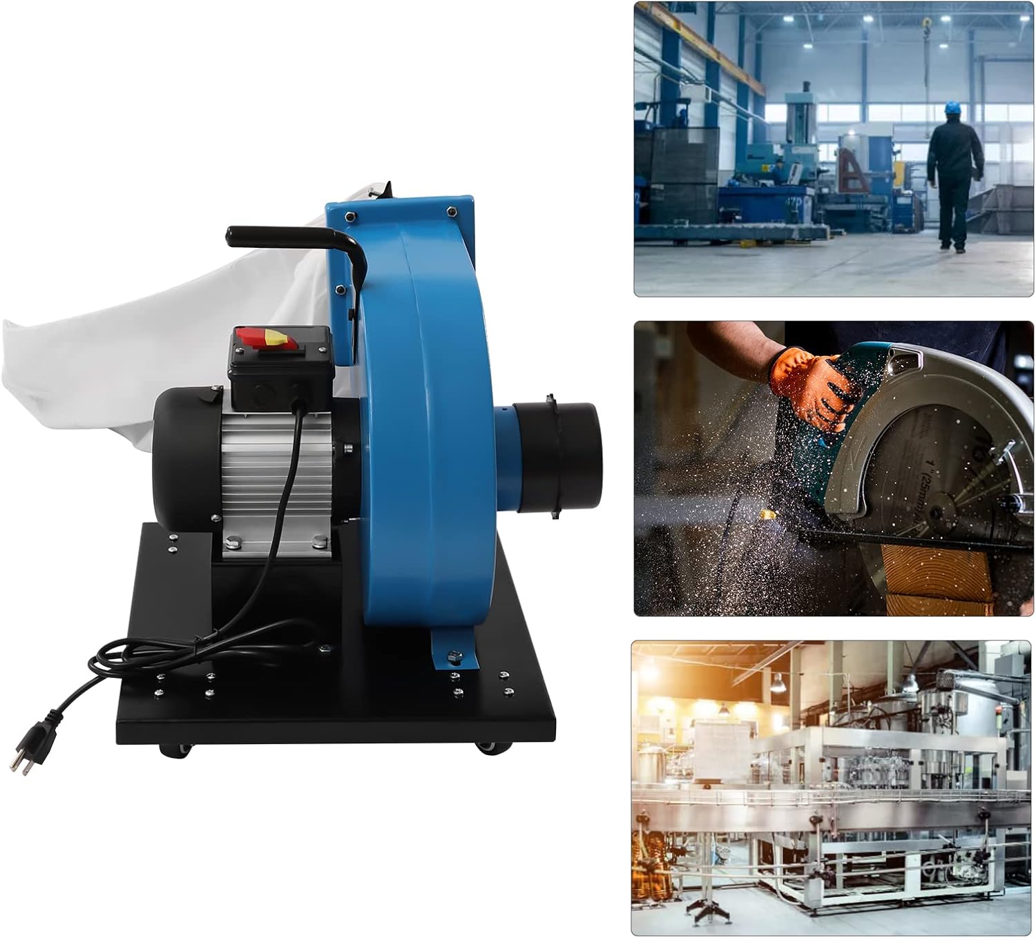 550 CFM Wheeled Jet Dust Collection, 1HP Dust Collector Central Machinery System, Dust Collectors for Woodworking, Protable 14.8-Gallon Bag Dust Collector