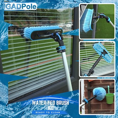 IGADPole 17 FT (5m) Window Cleaning Kit, Window Washing Cleaner Equipment Kit – Squeegee, Scrubber, Soap Despencer & Water Brush Cleaner Tool with Extension Pole for Household & Outdoor