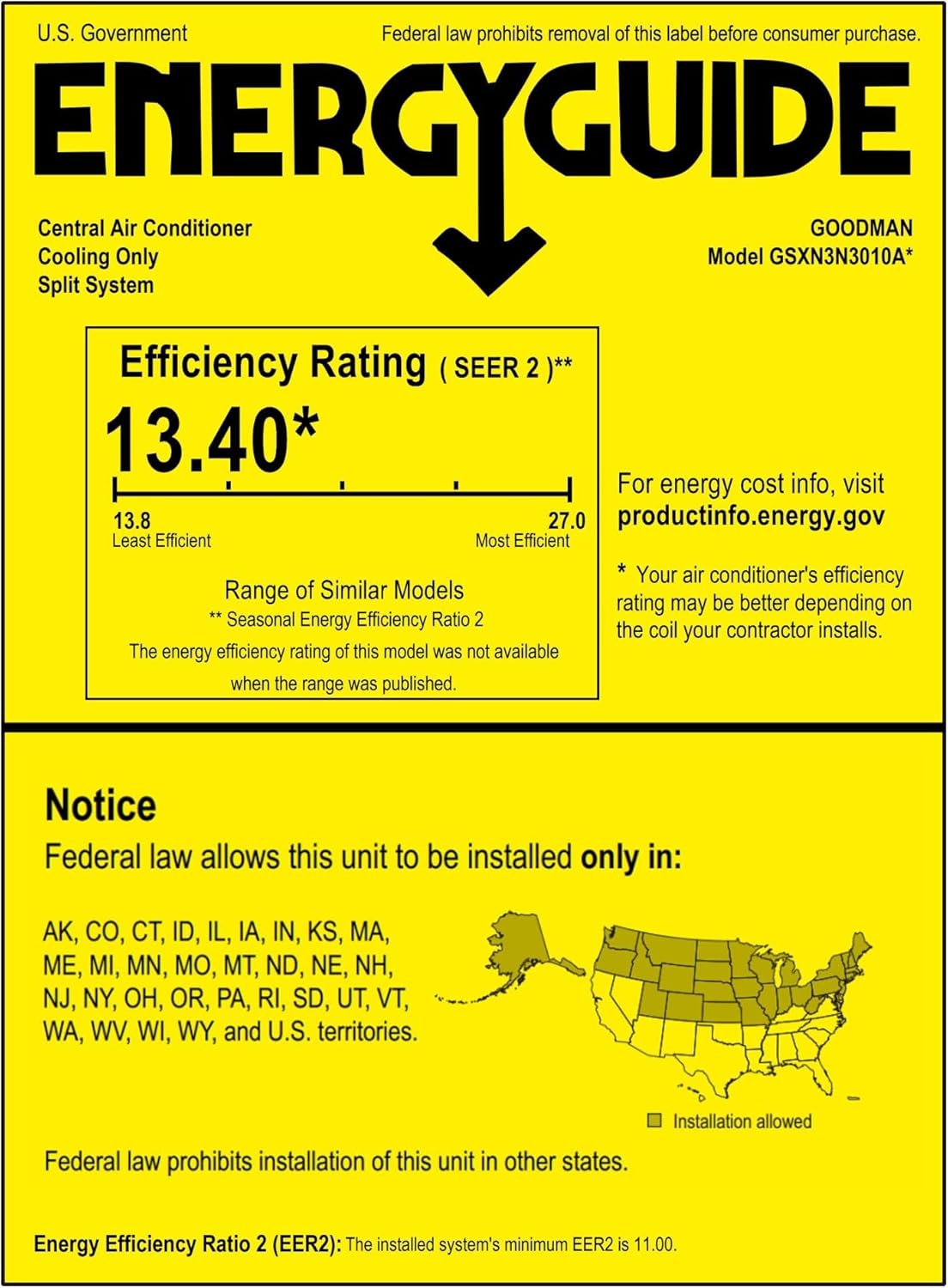Goodman 2.5 TON 13.4 SEER2 AC Unit (GSXN3N3010) with 80% AFUE 80k BTU Gas Heater (GM9S800803BN) and Upflow Evaporator (CAPFA3626B6)