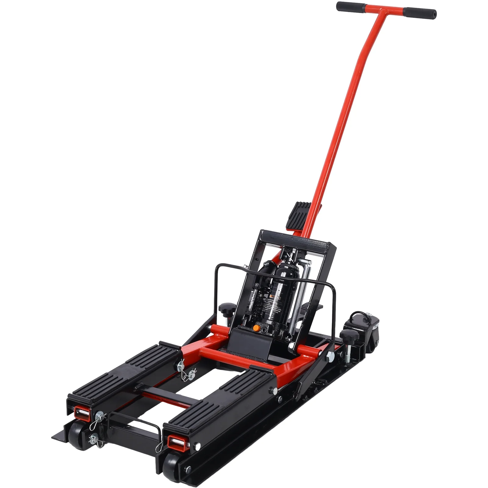 Hydraulic Motorcycle Lift Jack, 1500 LBS Capacity ATV Scissor Lift Jack, Portable Motorcycle Lift Table with 4 Wheels, Hydraulic Foot-Operated Hoist Stand for Motorcycle ATV UTV with tie down - Curated Treasures Market