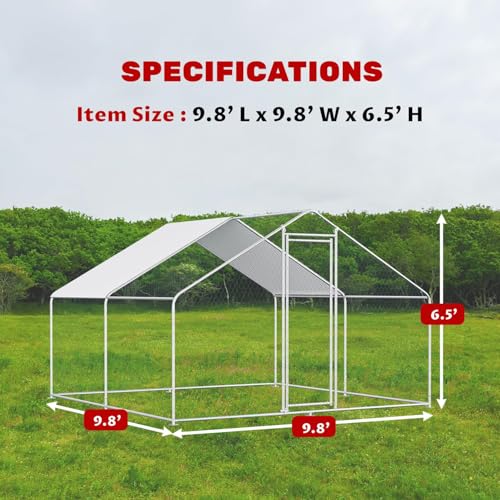 Large Chicken Coop for 20 Chickens Metal Chicken Run with Waterproof Cover for Walk-in Chicken Run for Yard Outdoor Poultry Cage