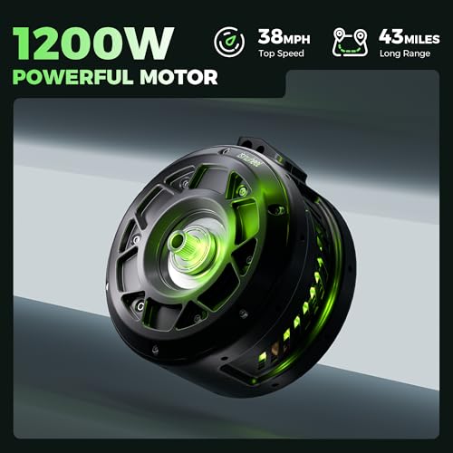 isinwheel Electric Scooter Adults, 21/38 MPH Top Speed & 28/43 Miles Range, 14/16'' Fat Tire Scooter for Adult with Turn Signals & Mood Lights, APP, 1200W Powerful Motor Electric Scooter with Seat