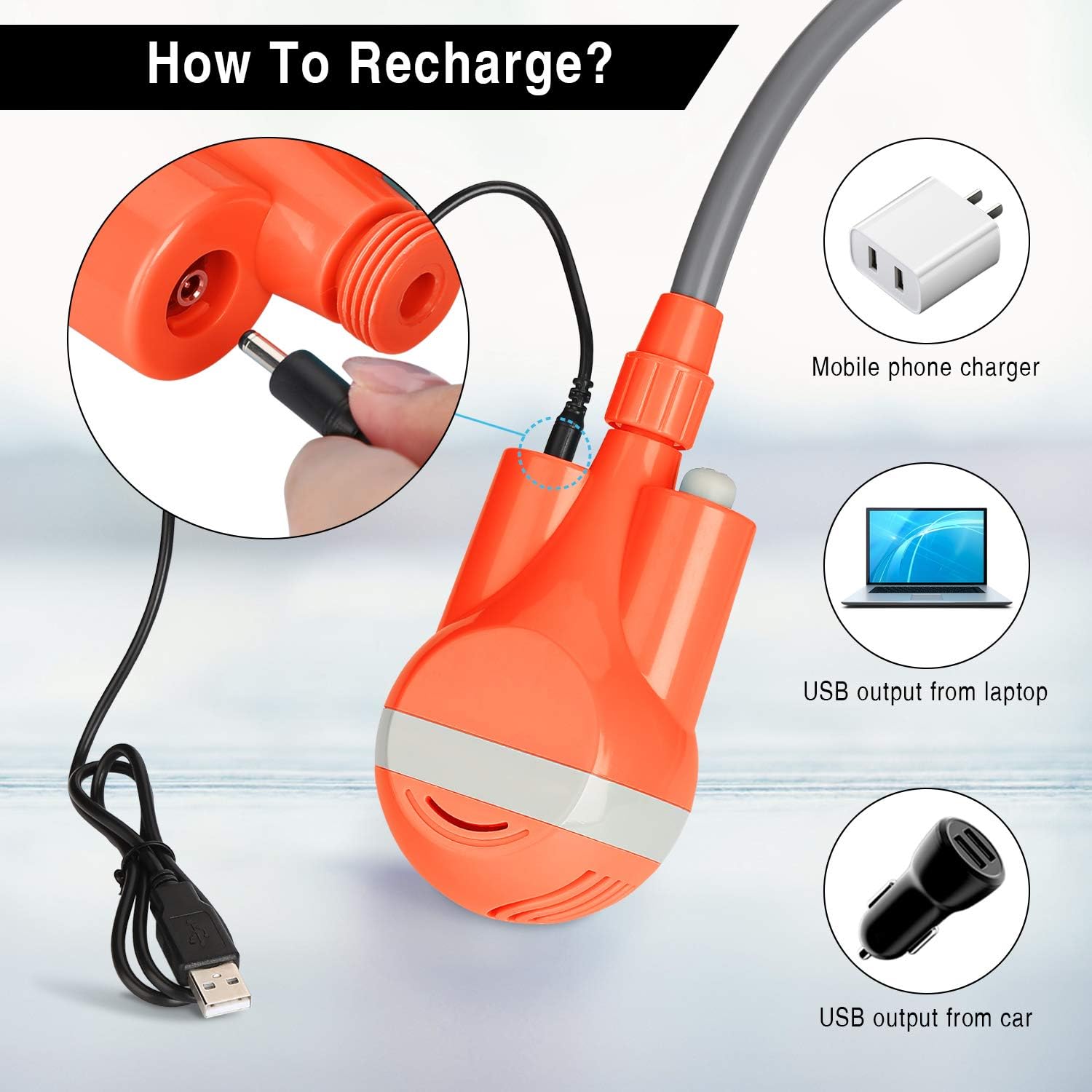 WADEO Portable Shower Camping Shower Outdoor Camp Shower Pump, Electric Rechargeable Portable Camping Shower, Powered by Rechargeable Battery for Camping, Hiking, Traveling