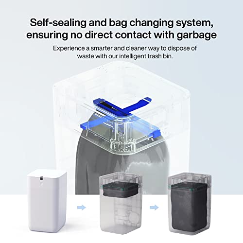 Airdeer Automatic Trash Can, Self Sealing and Self-Changing Smart Trash Can, Motion Sensor, Touchless Garbage can with lid for Kitchen Bathroom Bedroom Office, 6 Refill Bag Rings